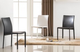 Contemporary Leatherette Dining Chair in Black, Brown or White