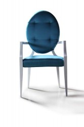 Contemporary Side Chair w/ Round Back and Soft Fabric Cushions