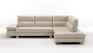 Overnice Tufted Leather Corner Sectional Sofa with Adjustable Backs