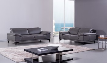 Contemporary Top-Grain Leather Living Room Set