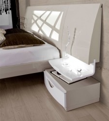High-class Lacquered Platform and Headboard Bed