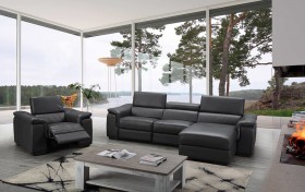 Sophisticated Quality Leather L-shape Sectional
