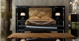 Elegant Lacquer Wood Luxury Bedroom Set