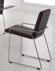 Brown Contemporary Dining Chair with Metal Frame