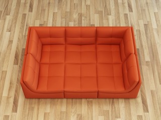 Elegant Tufted Leather Curved Corner Sofa