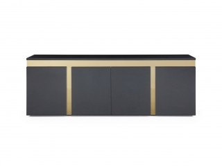 Modern Glossy Black Buffet with Golden Accents