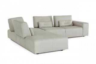 Luxurious Leather Curved Corner Sofa with Pillows