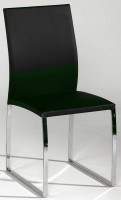 Black or Taupe Leather Dining Chair with Brilliant Chrome Base