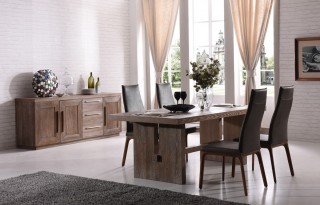 Sturdy Rectangular White Wash Oak Veneer Dining Table