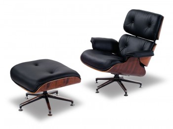 Black Leisure Recliner Eames Chair Lounge and Ottoman