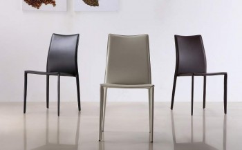 Marengo Leather Contemporary Dining Chair in Black Brown or White