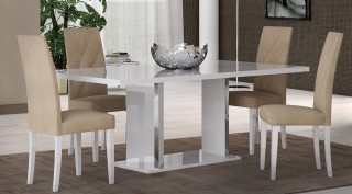Contemporary Wooden Lacquered Dining Set with Extendable Top