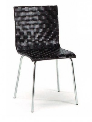 Leather Contemporary Dining Chair with Metal Frame