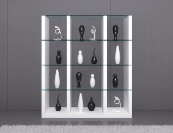 Cloud Unique Wall Unit in White with Clear Glass Shelves
