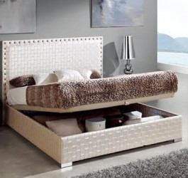 Made in Spain Leather Contemporary Platform Bedroom Sets with Extra Storage