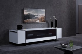 White Gloss Media Unit with Lots of Storage Compartments
