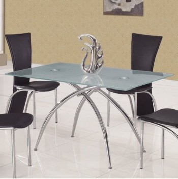 Glass and Metal Contemporary Dining Table