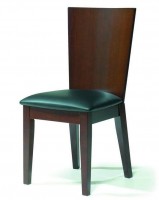 Contemporary Dining Side Chair in Walnut with Black Seat