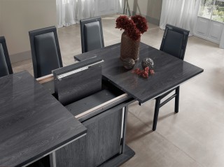 Extendable in Wood Leather 5 pc Dinette Set with Leaf