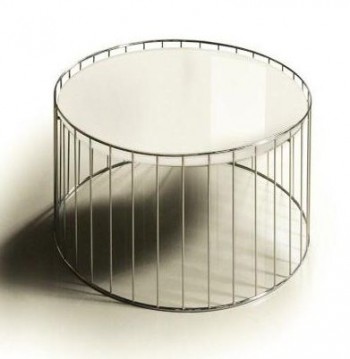 Contemporary Round Shaped End Table with Metal Base