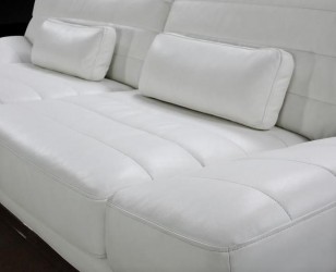 Viper White Leather Sofa Set with Adjustable Headrests