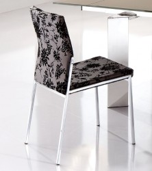 Contemporary Dining Chair with Flower Pattern and Metal Frame