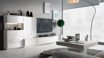 Contemporary Entertainment Wall Unit in White