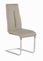 Comfortable Taupe Upholstered Side Chair with Chrome Frame