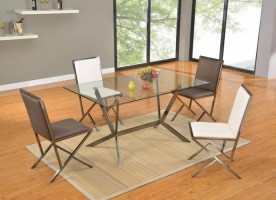 Rectangular Glass Dining Table With Brushed Nickel Frame