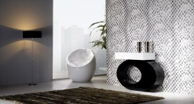 Contemporary Console in White and Black with Arc Design