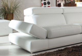 Simple Clean Design White Top Grain Italian Leather Sectional