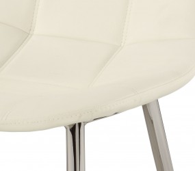 Contemporary White Upholstered Side Chair with Chrome Legs