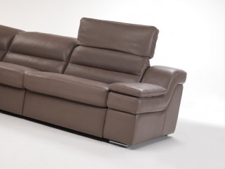 Brown Soft Italian Leather Sectional Sofa with Reclining Chairs