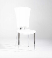 White or Black Leather Dining Chairs with Chrome Legs and High Back