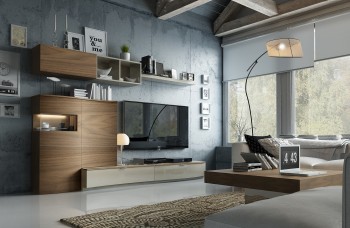 Elegant Living Room Wall Unit with Entertainment Center