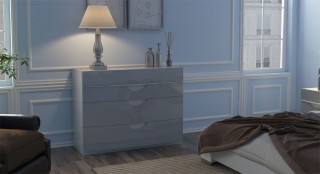 High-class Lacquered Platform and Headboard Bed
