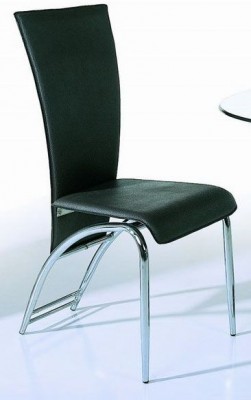 Black Dining Chair with Tubular Steel Frame