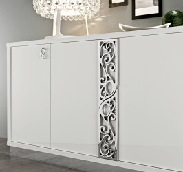 Luxury Sideboard with Four Doors in White Finish