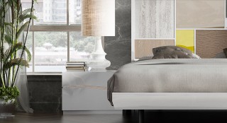 Stylish Wood Platform and Headboard Bed with Extra Storage