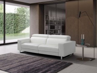Grace White Leather Sofa Set with Adjustable Headrests