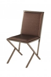Beige or Brown Upholstered Dining Chair with Black Nickel Frame