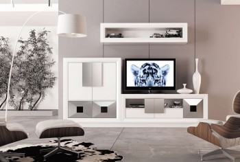 Elite Matte White and Silver Wall Unit and Entertainment Center