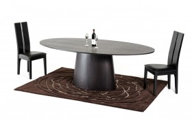 Pedestal Base Rich Brown Oval Wooden Dining Table