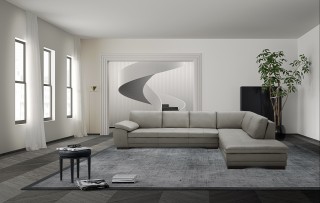 Leather Upholstered Contemporary Italian Premium Sectional Sofa