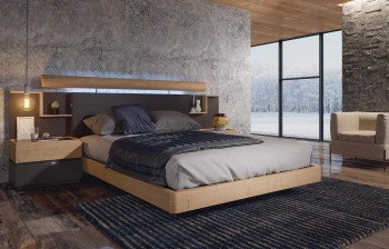 Made in Spain Wood Modern Platform Bed with Extra Storage