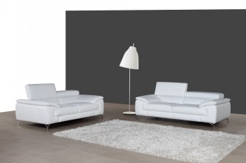 White Leather Sofa Set with Adjustable Headrests
