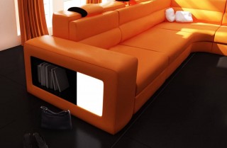 Extra Large Contemporary Sectional Sofa in Copper with End Table
