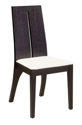 Linea Chair with Chocolate Wood and Leather Seat