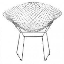 Solid Steel Net Chair in Black or White with Leatherette Cushion