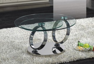 Contemporary Round Coffee Table with Two Levels Glass